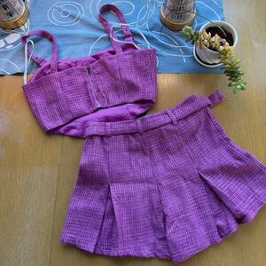 Purple Two-Piece Set with Crop Top and Skirt
